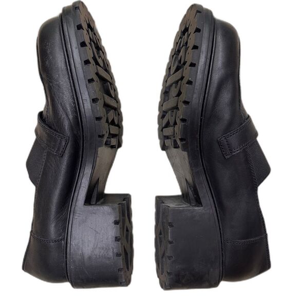 Vintage Esprit Black Leather Platform Chunky Leather Slip On Shoes, Y2K Size 11 - Picture 4 of 10